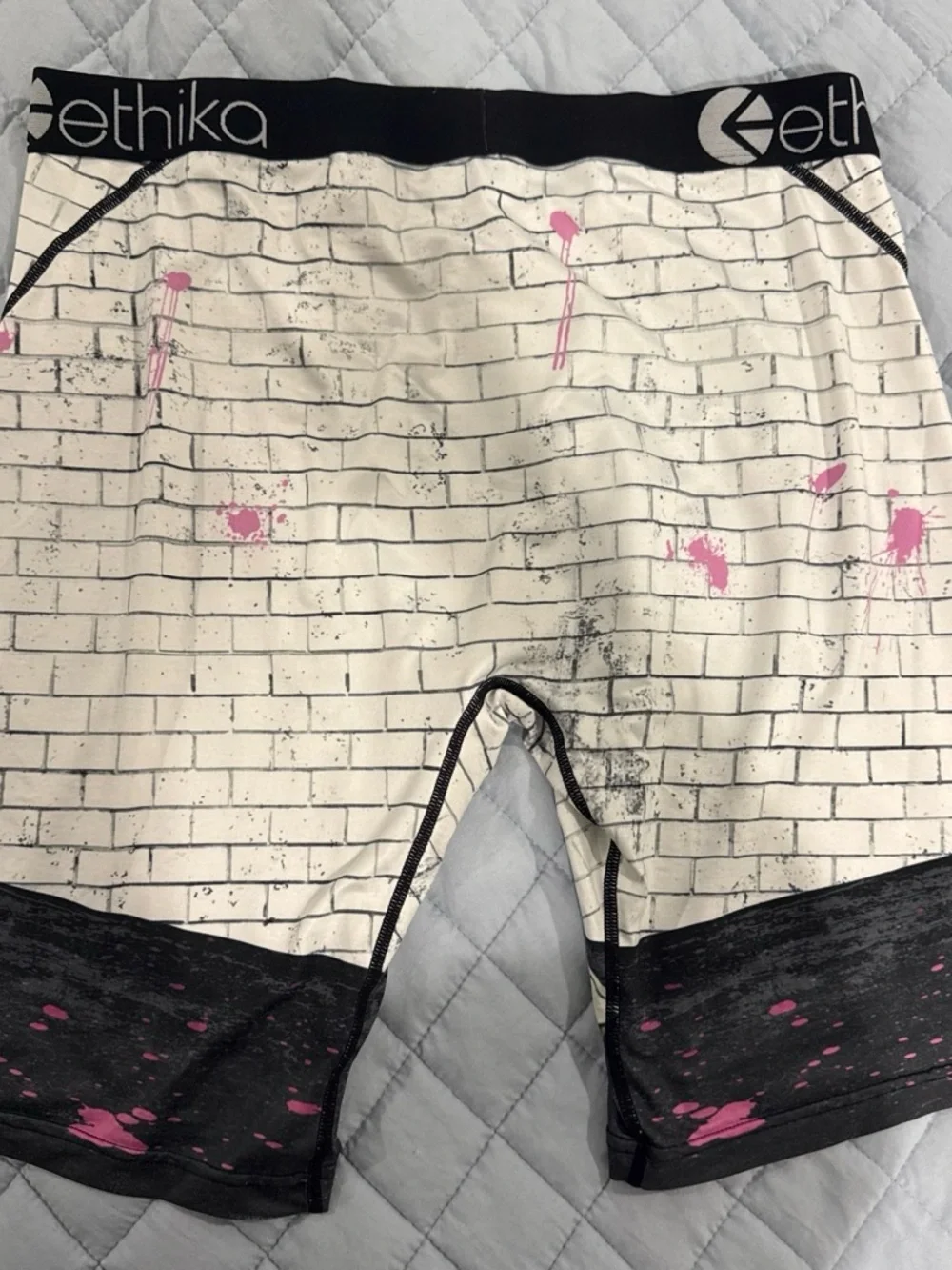 Ethika White Boxer Briefs with Black & Pink Graphic